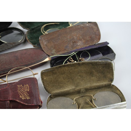 1192 - A COLLECTION OF SPECTACLES AND EYEWEAR ANTIQUE/ VINTAGE INCLUDING PRINCE-NEZ AND CASES