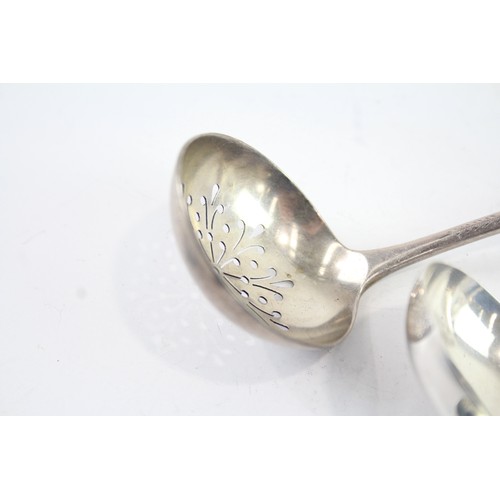 1204 - THREE .925 STERLING SPOONS INCLUDING SIFTER