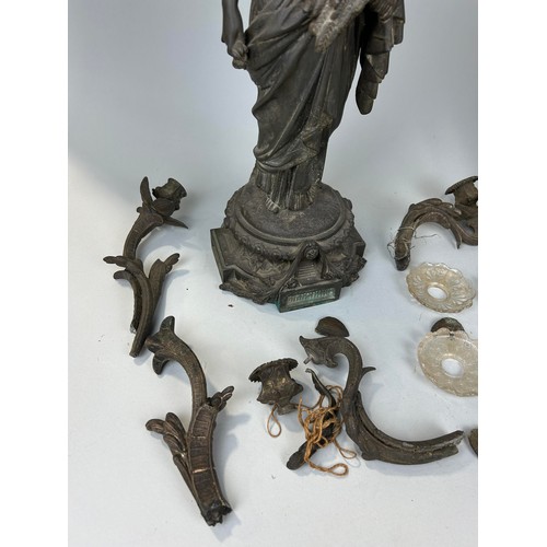 1215 - A PAIR OF FRENCH HEAVY CAST METAL FIGURAL CANDElABRA (2) Both damaged, but with various missing piec... 