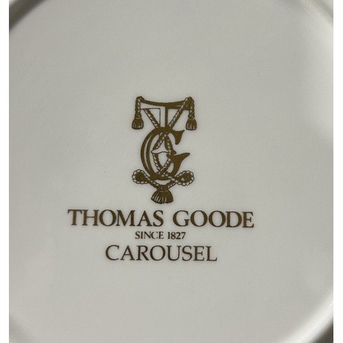 1221 - A LARGE COLLECTION OF THOMAS GOODE PINK STRIPED CHINA, ALONG WITH WEDGWOOD PLATES (QTY)