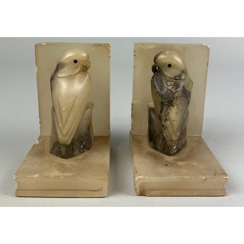 1224 - A PAIR OF ART DECO BUDGIE BOOKENDS 10cm x 8.5cm