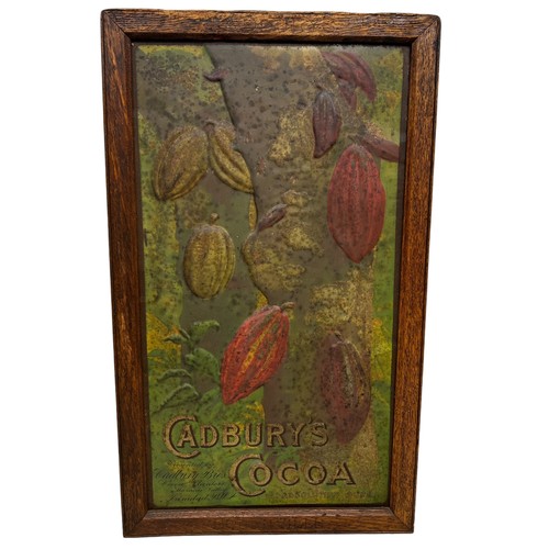 1227 - A CADBURY'S COCOA BOURNVILLE METAL SIGN IN WOODEN FRAME 73cm x 43cm with frame.