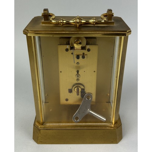 1235 - A BRASS MANTLE CLOCK BY ANGELUS 16cm x 12cm x 6cm