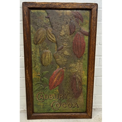 1227 - A CADBURY'S COCOA BOURNVILLE METAL SIGN IN WOODEN FRAME 73cm x 43cm with frame.