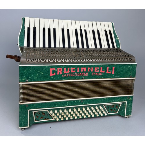 1254 - AN ANTIQUE CRUCIANELLI ITALIA CASTELFIDARDO ACCORDIAN 44cm x 37cm x 18cm