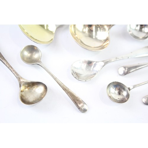 422A - NINE .925 STERLING SILVER CONIDMENT SPOONS INCLUDING GEORGIAN, VICTORIAN
Weight: 50gms