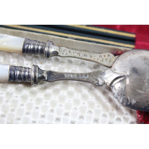 422B - 925 STERLING SILVER AND MOTHER OF PEARL BOXED CUTLERY SET

Weight: 58gms