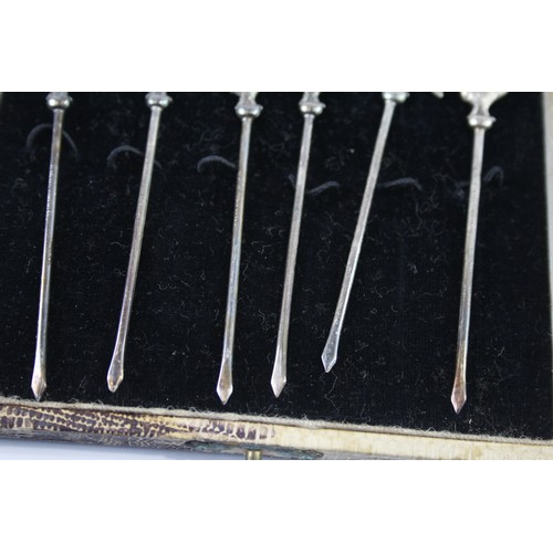 422M - SIX STAMPED .925 STERLING SILVER NOVELTY COCKTAIL STICKS IN BOX