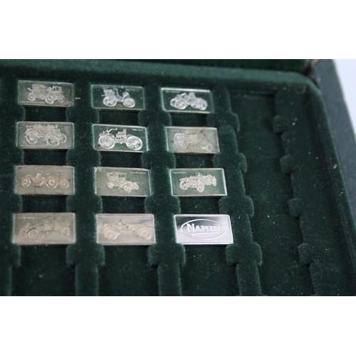 422X - 100 GREATEST CARS, 35 STERLING SILVER MINIATURE INGOTS IN FITTED CASE