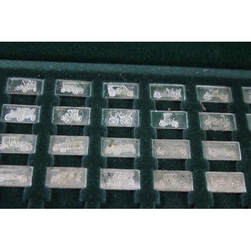 422X - 100 GREATEST CARS, 35 STERLING SILVER MINIATURE INGOTS IN FITTED CASE