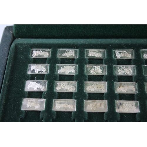 422X - 100 GREATEST CARS, 35 STERLING SILVER MINIATURE INGOTS IN FITTED CASE