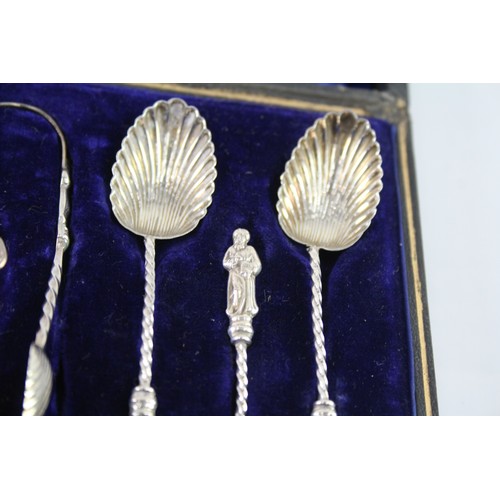 422Z - EIGHT .925 STERLING SILVER APOSTLE SPOONS IN FITTED CASE

Weight: 59gms