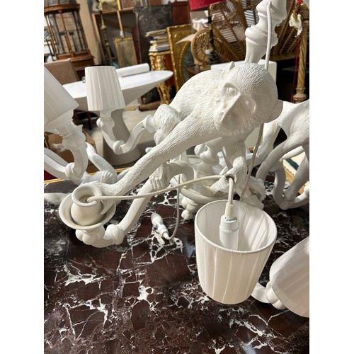 1001C - A PAIR OF WHITE PAINTED MONKEY CHANDELIERS BY SELETTI (2)

90cm x 72cm each.

Some monkeys require r... 