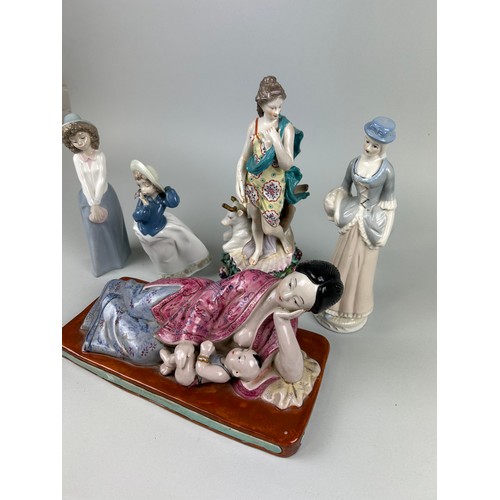 1075C - A GROUP OF CERAMIC FIGURES INCLUDING CHINESE (5)