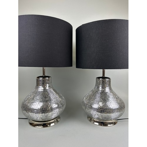 1075F - A PAIR OF SILVER COLOURED LAMPS