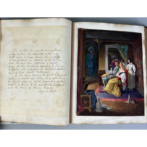 510 - A RARE COLLECTION OF 19TH CENTURY WATERCOLOURS AND DRAWINGS IN A SCRAP BOOK BELONGING TO A RELATIVE ... 