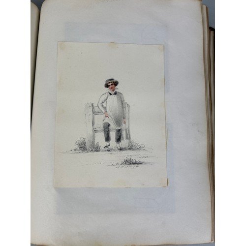 510 - A RARE COLLECTION OF 19TH CENTURY WATERCOLOURS AND DRAWINGS IN A SCRAP BOOK BELONGING TO A RELATIVE ... 