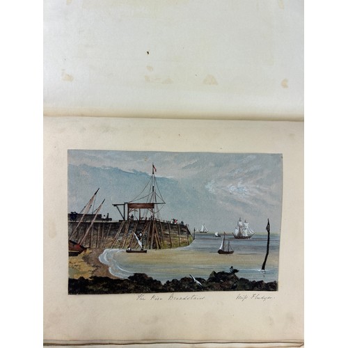 510 - A RARE COLLECTION OF 19TH CENTURY WATERCOLOURS AND DRAWINGS IN A SCRAP BOOK BELONGING TO A RELATIVE ... 