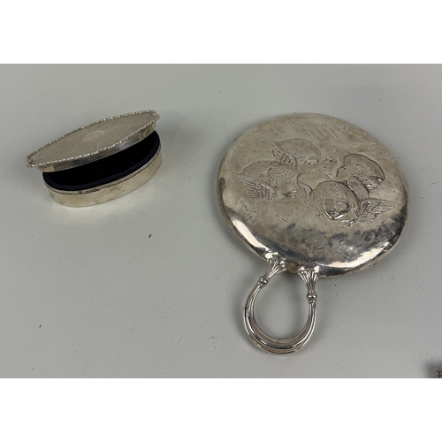 137 - A SILVER MIRROR ALONG WITH A SILVER BOX