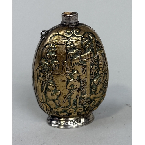 142 - A CHINOISERIE SILVER SCENT BOTTLE, PROBABLY LATE 17TH CENTURY ENGLISH
6.7cm H
Weight 56gms... 