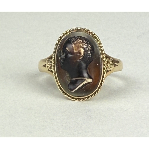 149 - A RARE 'BLACKAMOOR' CAMEO GOLD RING, THE SHANK DATED 1887
Weight: 4.4gms
 