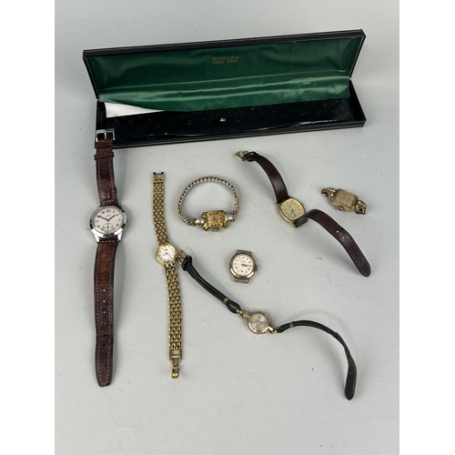 173 - SEVEN WATCHES TO INCLUDE TWO 9CT GOLD CASES