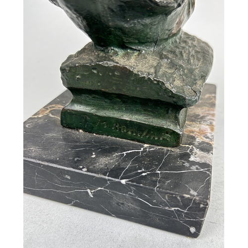 18 - A BRONZE SCULPTURE OF NEPTUNE
39cm x 20cm x 10cm
Signed 'J.M Bandini'?
Mounted on variegated marble ... 