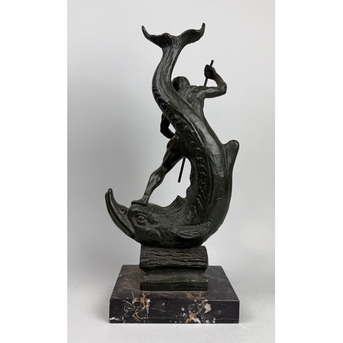 18 - A BRONZE SCULPTURE OF NEPTUNE
39cm x 20cm x 10cm
Signed 'J.M Bandini'?
Mounted on variegated marble ... 