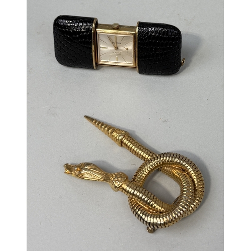 188 - A MAPPIN MOVADO WATCH ALONG WITH A COSTUME ARTICULATED SNAKE BROOCH