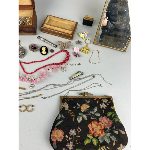 192 - A COLLECTION OF COSTUME JEWELLERY ALONG WITH A JEWELLERY BOX