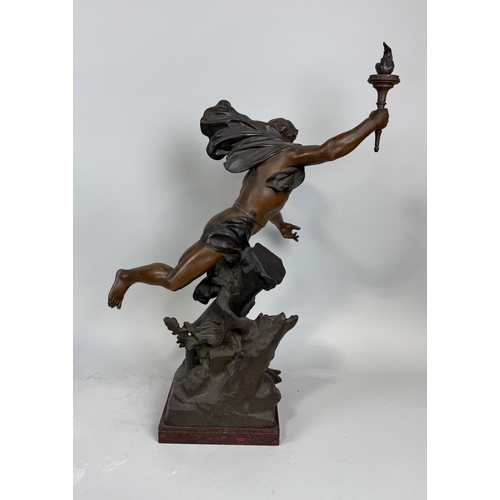 2 - AFTER EMILE LOUIS PICAULT (FRENCH 1833-1915): A LARGE BRONZE SCULPTURE 'L'IDEE EN MARCHE'
Signed. Wi... 