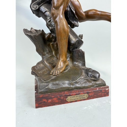 2 - AFTER EMILE LOUIS PICAULT (FRENCH 1833-1915): A LARGE BRONZE SCULPTURE 'L'IDEE EN MARCHE'
Signed. Wi... 