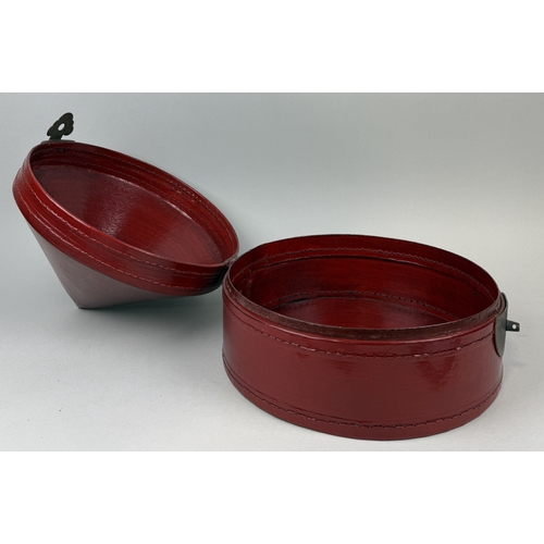 222 - A CHINESE RED LACQUERED HAT BOX
28cm x 28cm