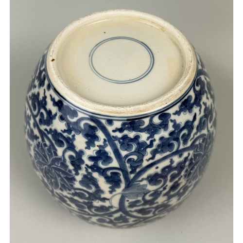 224 - A CHINESE PORCELAIN BLUE AND WHITE JAR
22cm x 20cm