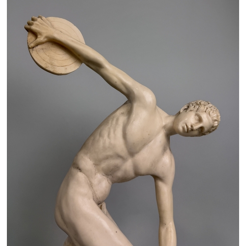 23 - AFTER THE ANTIQUE: A PLASTER SCULPTURE OF A DISCUS THROWER
45cm x 17cm x 11cm
Mounted on base 49cm x... 