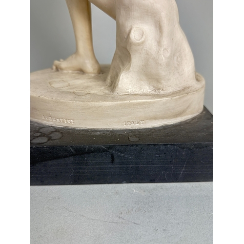 23 - AFTER THE ANTIQUE: A PLASTER SCULPTURE OF A DISCUS THROWER
45cm x 17cm x 11cm
Mounted on base 49cm x... 