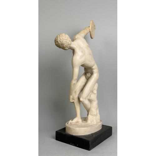 23 - AFTER THE ANTIQUE: A PLASTER SCULPTURE OF A DISCUS THROWER
45cm x 17cm x 11cm
Mounted on base 49cm x... 