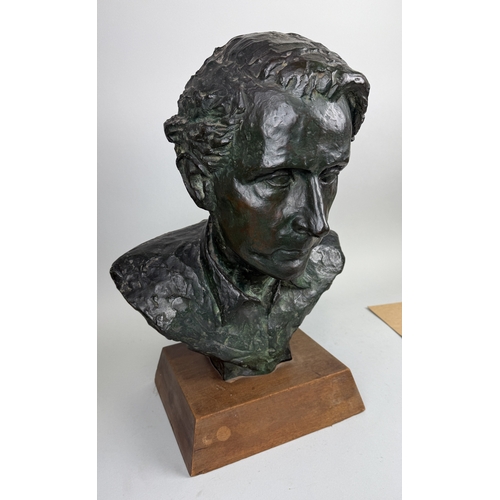 24 - A LIFE SIZE BRONZE SCULPTURE BY GORDON ALCHIN DEPICTING CHARLES MORGAN, DATED 1935
The bronze of exc... 