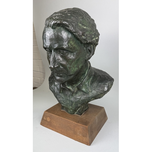 24 - A LIFE SIZE BRONZE SCULPTURE BY GORDON ALCHIN DEPICTING CHARLES MORGAN, DATED 1935
The bronze of exc... 