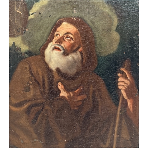 25 - MANNER OF FRANCESCO DE MURA (1696-1782): AN OIL PAINTING ON CANVAS DEPICTING A SAINT HOLDING A HOOK
... 