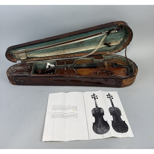 260 - AN ENGLISH VIOLIN LABELLED FOR CHARLES HARRIS, OXON, 1808
With catalogue for Sotheby's sale of Music... 