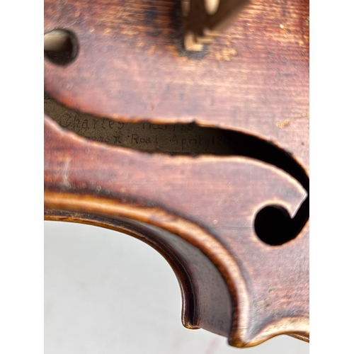 260 - AN ENGLISH VIOLIN LABELLED FOR CHARLES HARRIS, OXON, 1808
With catalogue for Sotheby's sale of Music... 