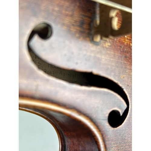 260 - AN ENGLISH VIOLIN LABELLED FOR CHARLES HARRIS, OXON, 1808
With catalogue for Sotheby's sale of Music... 