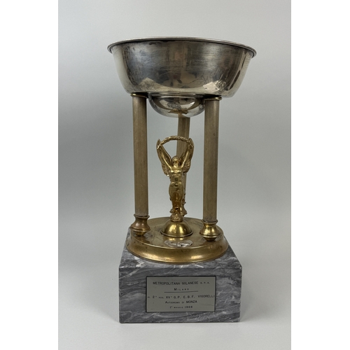 270 - A SECOND PLACE TROPHY FOR THE 1966 GRAND PRIX AT MONZA, MILANO AWARDED TO MIKE PARKES (BRITISH 1931-... 