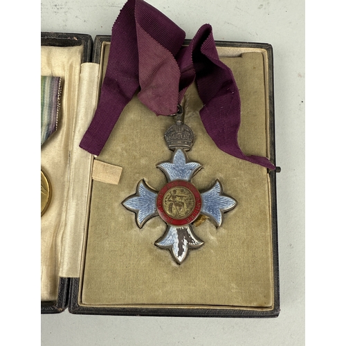 292B - A C.B.E IN GARRARD AND CO CASE, ALONG WITH TWO WAR MEDALS AWARDED TO LT COLONEL C.L. MORGAN AND FRAM... 