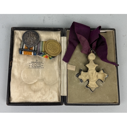 292B - A C.B.E IN GARRARD AND CO CASE, ALONG WITH TWO WAR MEDALS AWARDED TO LT COLONEL C.L. MORGAN AND FRAM... 