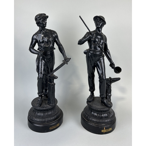 308 - A PAIR OF FRENCH CERAMIC STATUES 'L'INDUSTRIE'
Each 53cm H