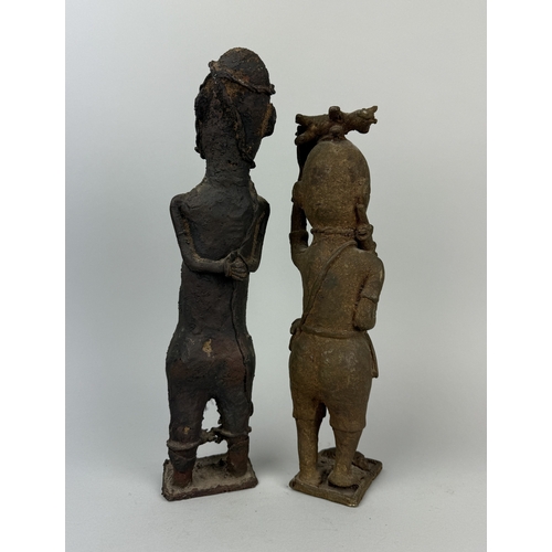 312 - TWO BENIN BRONZES TO INCLUDE ONE DEPICTING A PRISONER
Tallest 33cm H