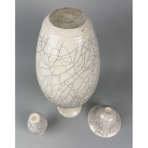 313 - CHRISTINE ANN RICHARDS (BRITISH B.1949): THREE CRACKLE GLAZED CERAMIC VASES
Tallest 44cm H... 