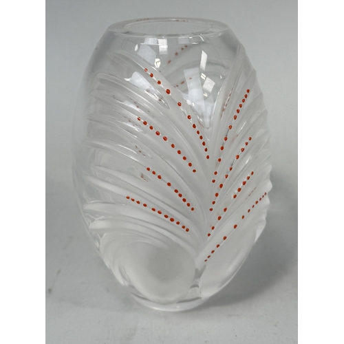 327 - A MODERN LALIQUE VASE IN ORIGINAL BOX
20cm x 9.5cm 